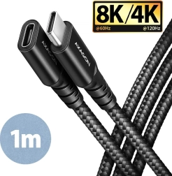 AXAGON USB‑C predlžovací kábel Gen2 1 m, 20 Gbps, PD 240 W, 5 A, opletený, čierny