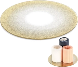 Sklenená zrkadlová brokátová dekoratívna podložka pod sviečky 20 cm