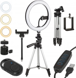 LED kruhová lampa so statívom