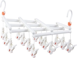 Skladací sušiak na prádlo s kolíčkami, 14 kolíčkov, biely