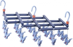 Skladací sušiak na bielizeň s kolíčkami, 19 klipsov, tmavomodrý