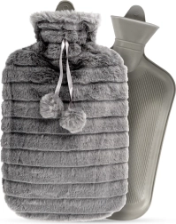 Termofor s plyšovým sivým poťahom 2 l