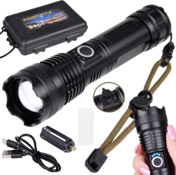 Výkonná LED baterka s USB nabíjaním, vodoodolná, so zoomom