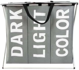 Trojkomorový kôš na bielizeň so skladacím rámom