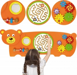 Viga drevená montessori zmyslová tabuľa Medvedík s FSC certifikáciou