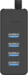 USB 3.0 hub ORICO so 4 portami, externé napájanie, čierny