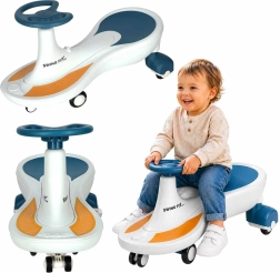 Detské gravitačné odrážadlo Swing Fix S4 s LED kolesami a hudbou – Modro-biele