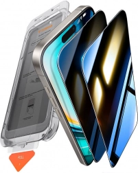 Tvrdené sklo s ochranou súkromia TORRAS Install Master pre iPhone 16