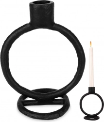 Hliníkový svietnik na vysokú sviečku, čierny, 15 cm