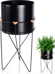 Kovový kvetináč na stojane, čierny 17 × 31,5 cm