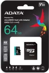 MicroSD karta Premier Pro 64 GB UHS-I U3 V30 A2 + SD adaptér