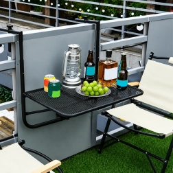 Skladací závesný balkónový stolík na zábradlie, nastaviteľný, nosnosť 30 kg