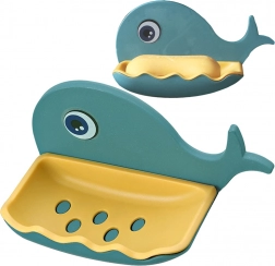 Nástenná mydelnička v tvare veľryby s odtokom