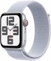 Inteligentné hodinky Apple Watch SE GPS + Cellular 44 mm strieborné s modrým športovým remienkom