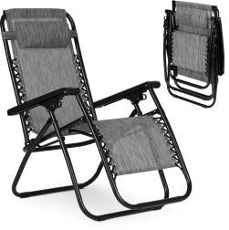 Záhradné polohovacie kreslo so systémom zero gravity, sivé – MODERNHOME