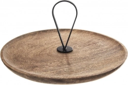 Drevená poschodová misa z mangového dreva 30,5 cm s kovovým úchytom