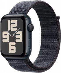 Hodinky Apple Watch SE GPS, 44 mm puzdro z hliníka v pálenej nočnej farbe s atramentovo modrým športovým remienkom