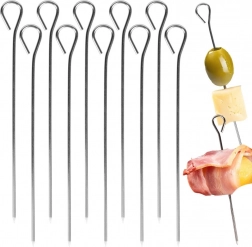 Nerezové kuchynské špajdle s očkom 10 cm, 10 ks