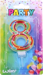 Párty sviečka na tortu číslo 8 so stojanom