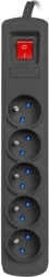 Prepěťová ochranná predlžovacia zásuvka NATEC Bercy 400, 5 zásuviek, 3 m, čierna