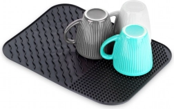 Silikónová odkvapkávacia podložka na riad čierna 34 × 26,5 cm