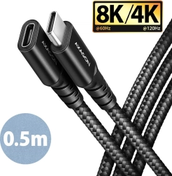 AXAGON predlžovací kábel USB‑C na USB‑C 0,5 m, 20 Gbps, 240 W, opletený, čierny