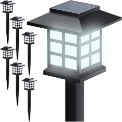 Solárne záhradné lampy GARDLOV, sada 6 ks, studená biela, amorfný panel