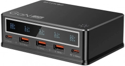 Stolová nabíjačka BlitzWolf 110 W s PD, 3× USB‑A a 2× USB‑C, čierna