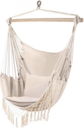 Závesné brazílske kreslo s vankúšmi Gardlov – Béžová