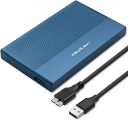 Hliníkový box pre 2,5" SSD/HDD SATA s USB 3.0, 5 Gb/s, 2 TB – modrý