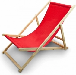 Drevené skladacie plážové ležadlo s reguláciou, červené
