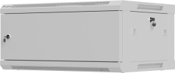 Nástenná rack skriňa 19" 4U 600 × 450 mm, sivá, kovové dvere, LANBERG WF01 (flat pack)