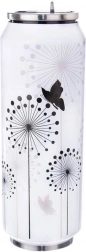 Termohrnček v tvare plechovky 700 ml so slamkou – púpavy