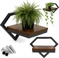 Závesná nástenná polica na kvety loft ModernHome – diamantový rám