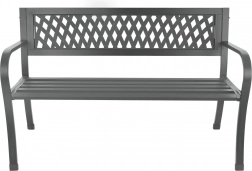 Záhradná kovová lavica s operadlom, grafitová