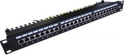 Patch panel 19'' 24x RJ45 kat.6, čierny