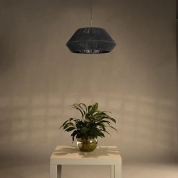 závesné svietidlo z prírodného ratanu 50 cm, čierne