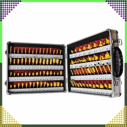 Sada tvarových fréz na drevo 100 ks, stopka 1/4" (6,35 mm) v hliníkovom kufri