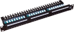 Patch panel UTP Cat 5e, 24 portov, LSA, 1U s policou
