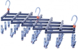 skladací vešiak na prádlo s kolíčkami, 29 klipsov, tmavomodrý