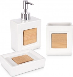 Biela dolomitová kúpeľňová sada 3-dielna s bambusom