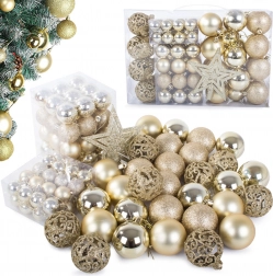 Sada vianočných ozdôb 100 kusov so zlatými hviezdami