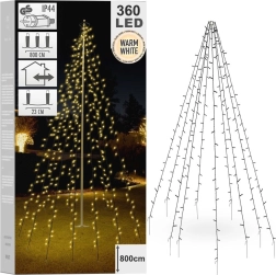 Vianočné reťazové osvetlenie 360 LED na stožiar