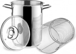 Nerezový hrniec na špargľu a cestoviny s košom a sklenenou pokrievkou ANETT 16 cm, 4,2 l