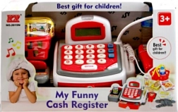 Detská pokladňa s pásom a príslušenstvom, biela