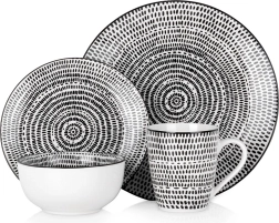 Porcelánová jedálenská súprava 16 ks s geometrickým vzorom