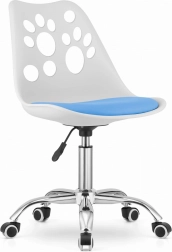 Moderná kancelárska stolička biela a modrá s chrómovou základňou