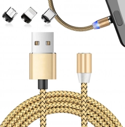 Magnetický nabíjací kábel 3v1 micro USB, typ‑C a Lightning, 1 m