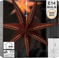 Závesná svietiaca zamatová hviezda 60 cm, hnedá