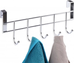 Závesný dverový vešiak na uteráky ORION, chróm, 5 háčikov